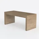 Minimalist Solid Oak Wood Dining Bench 3D Model Left 45 Degree View
