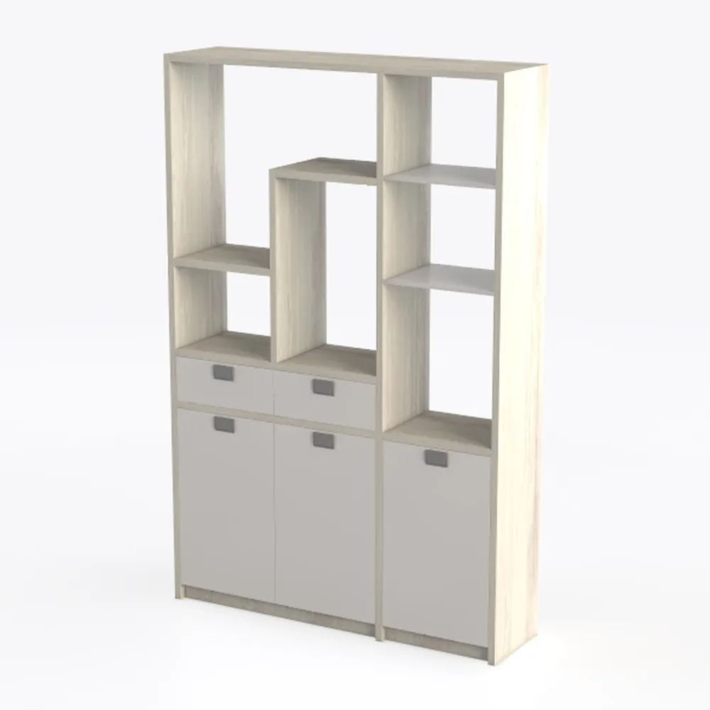 65 in. Tall Light Oak/White Wood Storage Bookcase