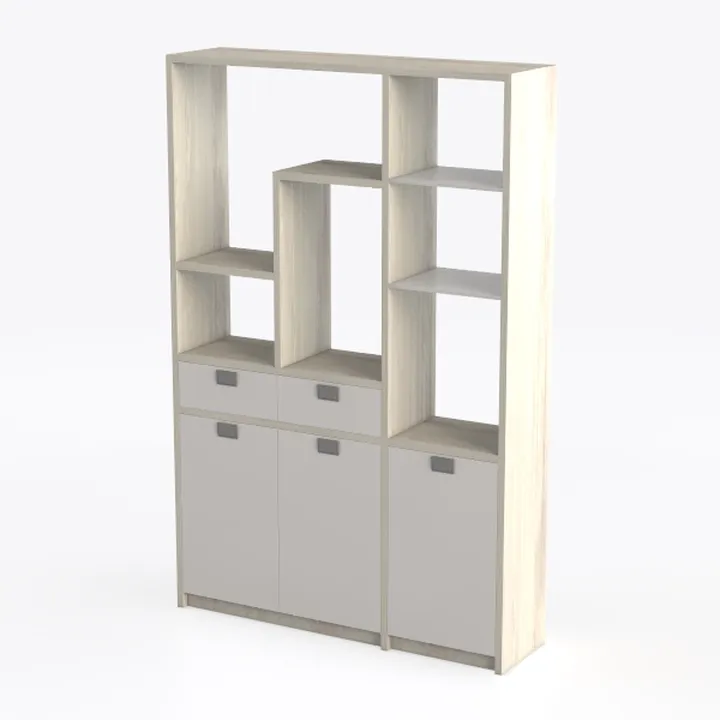65 in. Tall Light Oak/White Wood Storage Bookcase