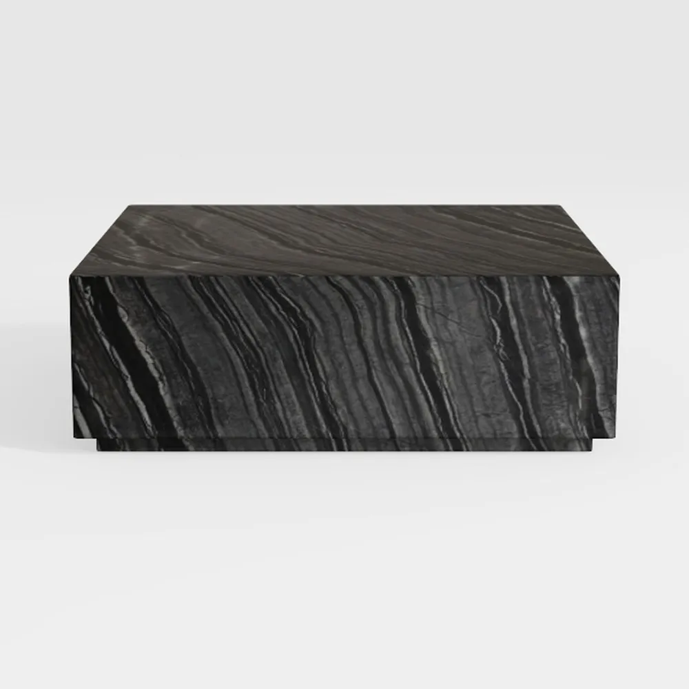 High Gloss 2-Tier Square Coffee Table with LED