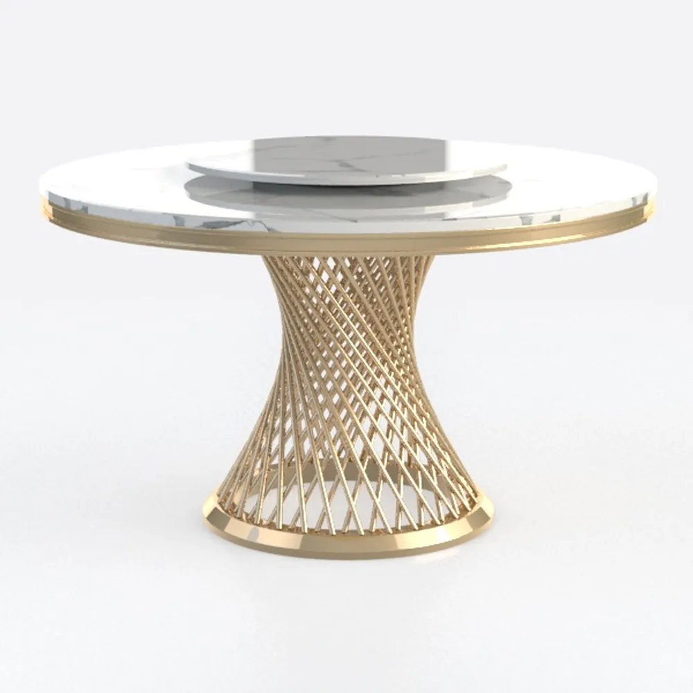 Crownie Gold Faux Marble 51 in. L Pedestal Round D