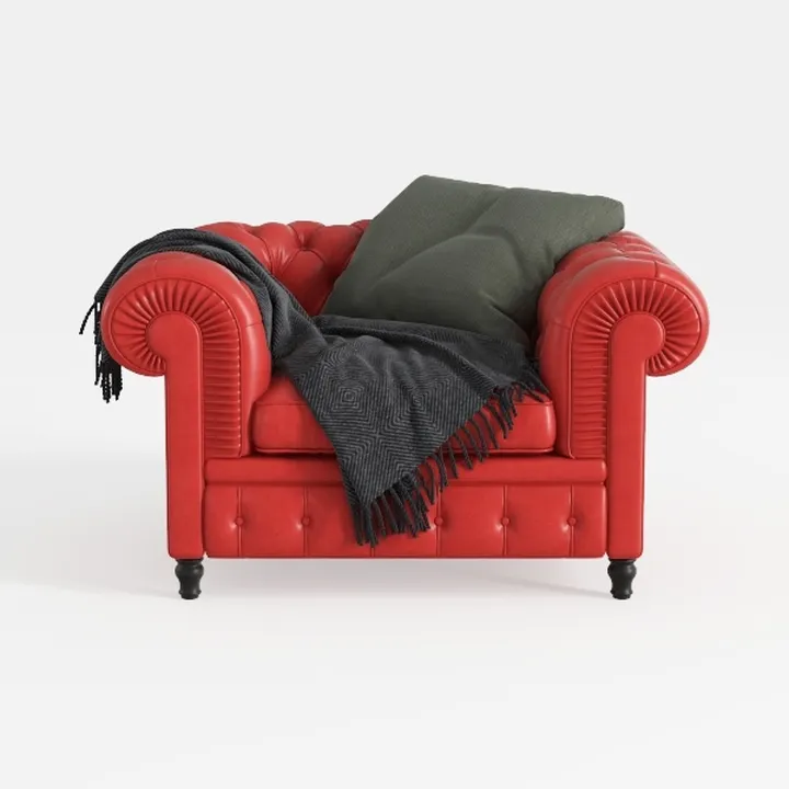 3 Piece Living Room Set, Velvet Chesterfield Sofa