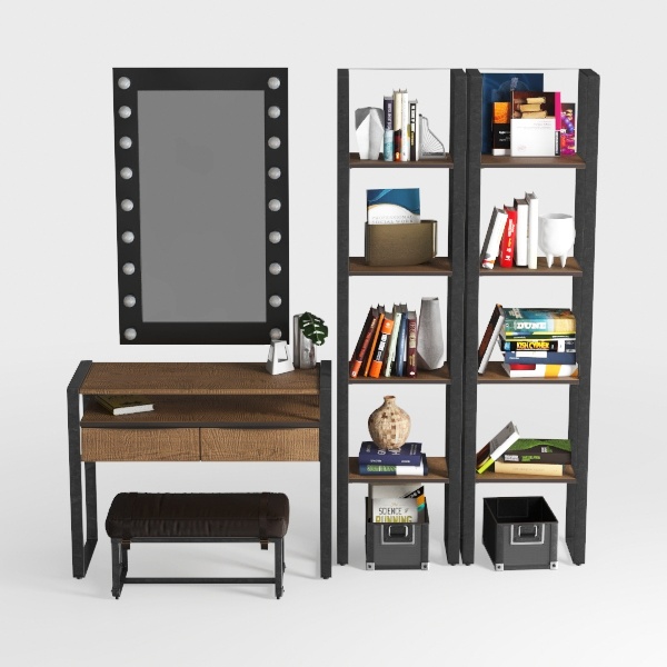 2-Piece Black Makeup Vanity Set with Combination C