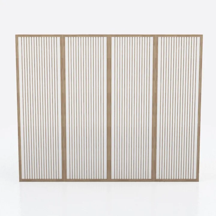 Minimalist Solid Wood Slatted Room Divider 3D Model