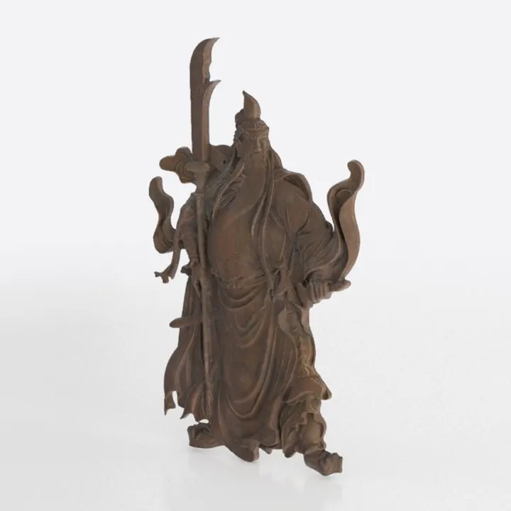Solid Wood Carved Chinese Guan Yu Warrior Statue 3D Model