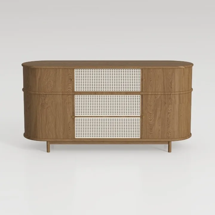 MUPATER Bamboo Waveform Door Sideboard, Accent