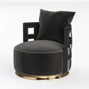 Modern Velvet Gold Metal Accent Armchair 3D Model Left 45 Degree View