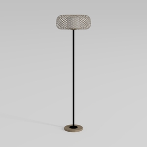 Minimalist Rattan Metal Floor Lamp 3D Model
