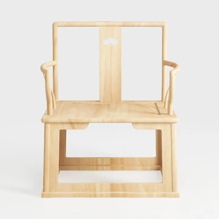Minimalist Solid Wood Traditional Armchair 3D Model