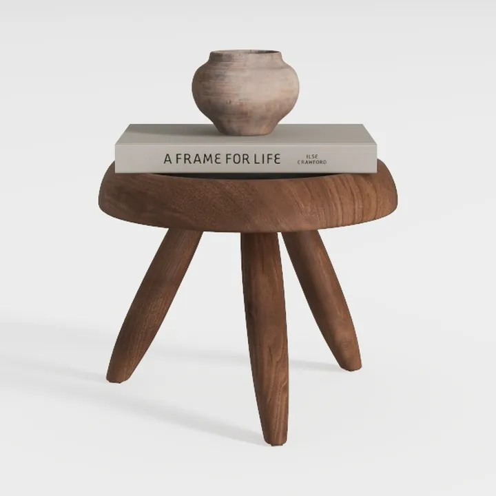 Round Solid Wooden Step Stool， Garden Stool，11.8''