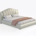 Modern Channel Tufted Leather Upholstered King Bed 3D Model Right 45 Degree View