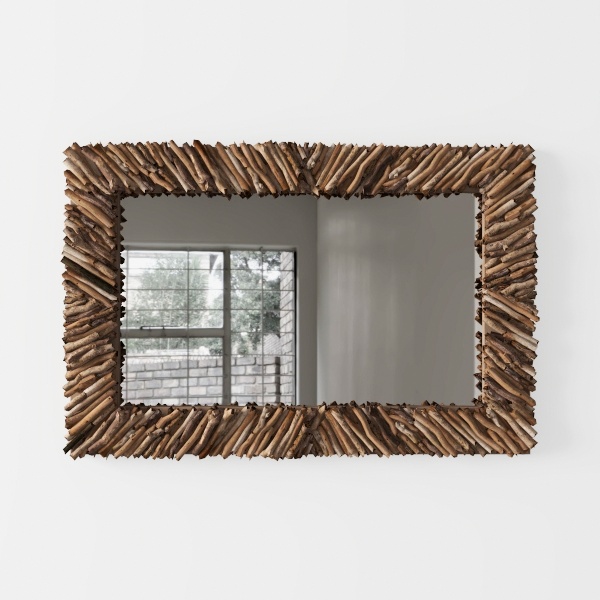 Large Rectangle Driftwood Framed Mirror