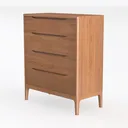 Minimalist Solid Oak Wood Dresser 5 Drawer Storage Cabinet 3D Model Left 45 Degree View