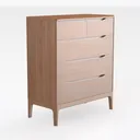 Minimalist Solid Oak Wood Dresser 5 Drawer Storage Cabinet 3D Model Right 45 Degree View