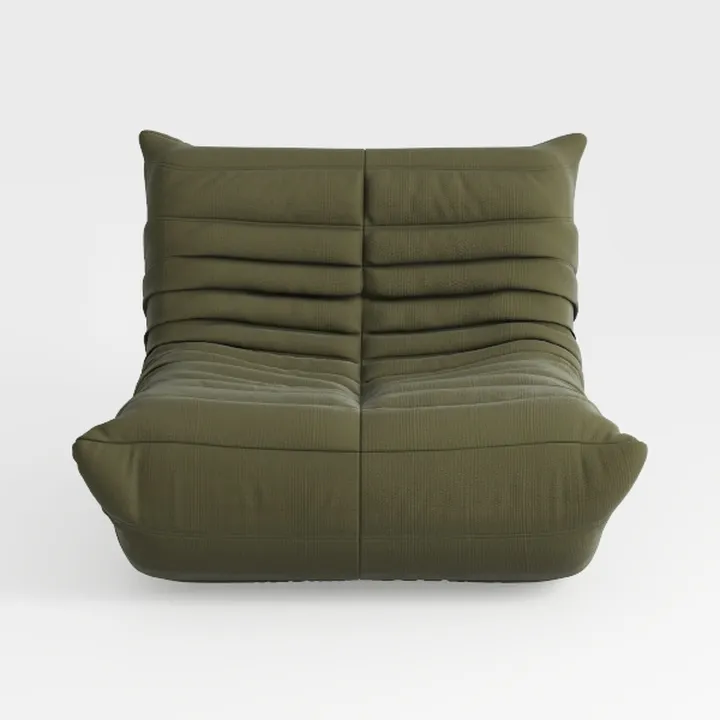 Minimalist Olive Green Fabric 2 Seater Armless Sofa 3D Model