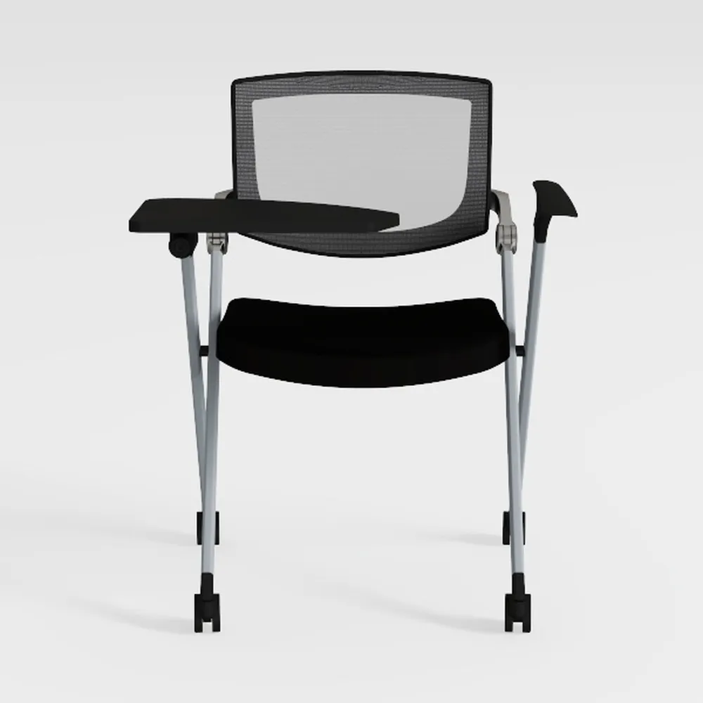 Black Reception Chair with Wheels – High-Back