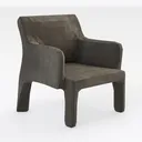 Minimalist Brown Fabric Armchair Low Poly 3D Model Right 45 Degree View