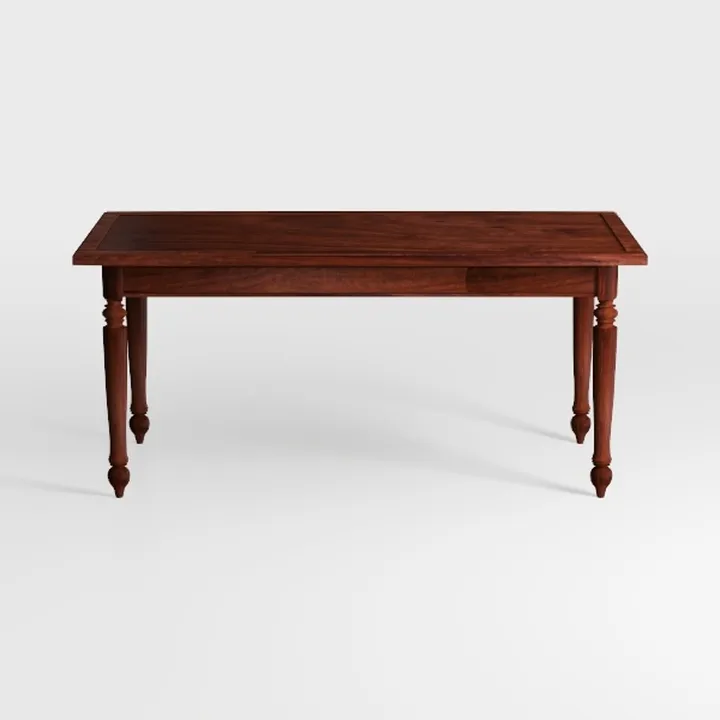 Vintage Solid Walnut Wood Dining Table With Turned Legs 3D Model