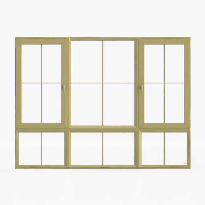 Minimalist Wood Framed Grid Pattern Casement Window 3D Model
