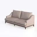 Minimalist Fabric Wood Base Loveseat Sofa 3D Model Left 45 Degree View