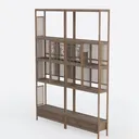 Traditional Solid Wood Bookshelf Display Cabinet with Intricate Lattice Details 3D Model Left 45 Degree View