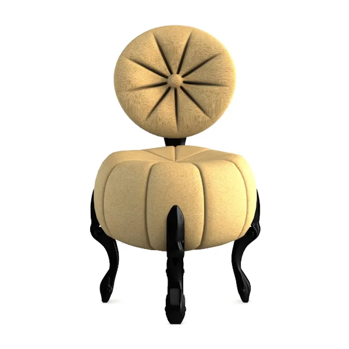 Vintage Fabric Upholstered Vanity Accent Chair 3D Model