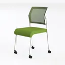 Modern Green Fabric Metal Frame Rolling Office Chair 3D Model Left 45 Degree View