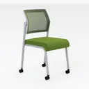 Modern Green Fabric Metal Frame Rolling Office Chair 3D Model Right 45 Degree View