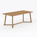 Minimalist Solid Oak Wood Dining Table 3D Model Right 45 Degree View