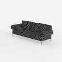 Modern Patterned Fabric Metal Legs 3 Seat Sofa 3D Model Left 45 Degree View