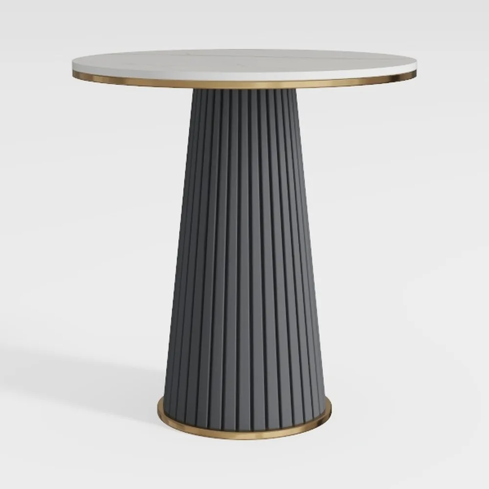 Round Fluted Drink Table - 13" Round Top Two-Tone