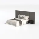 Modern Velvet Upholstered King Size Bed With Matching Nightstands 3D Model Left 45 Degree View
