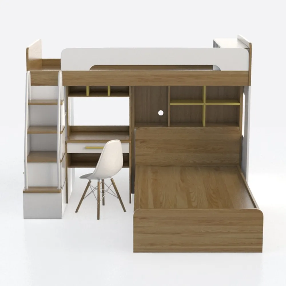 Twin Loft Bed with Desk and Storage Shelf, Twin Si