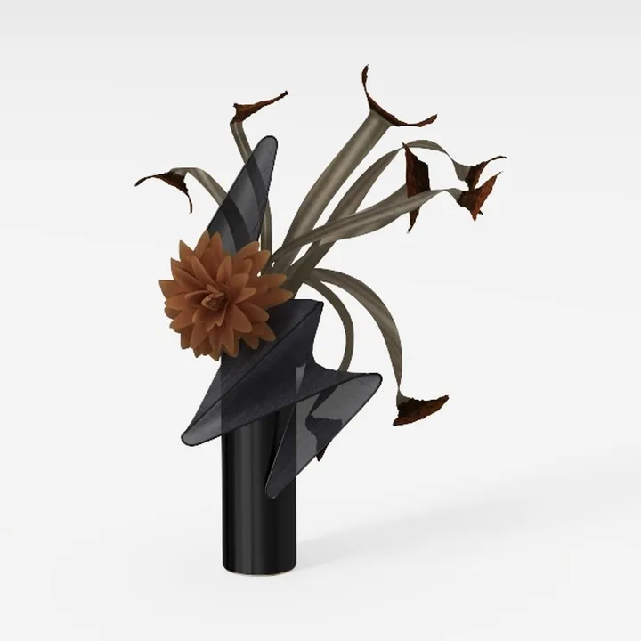 Modern Minimalist Black Metal Floral Vase 3D Model