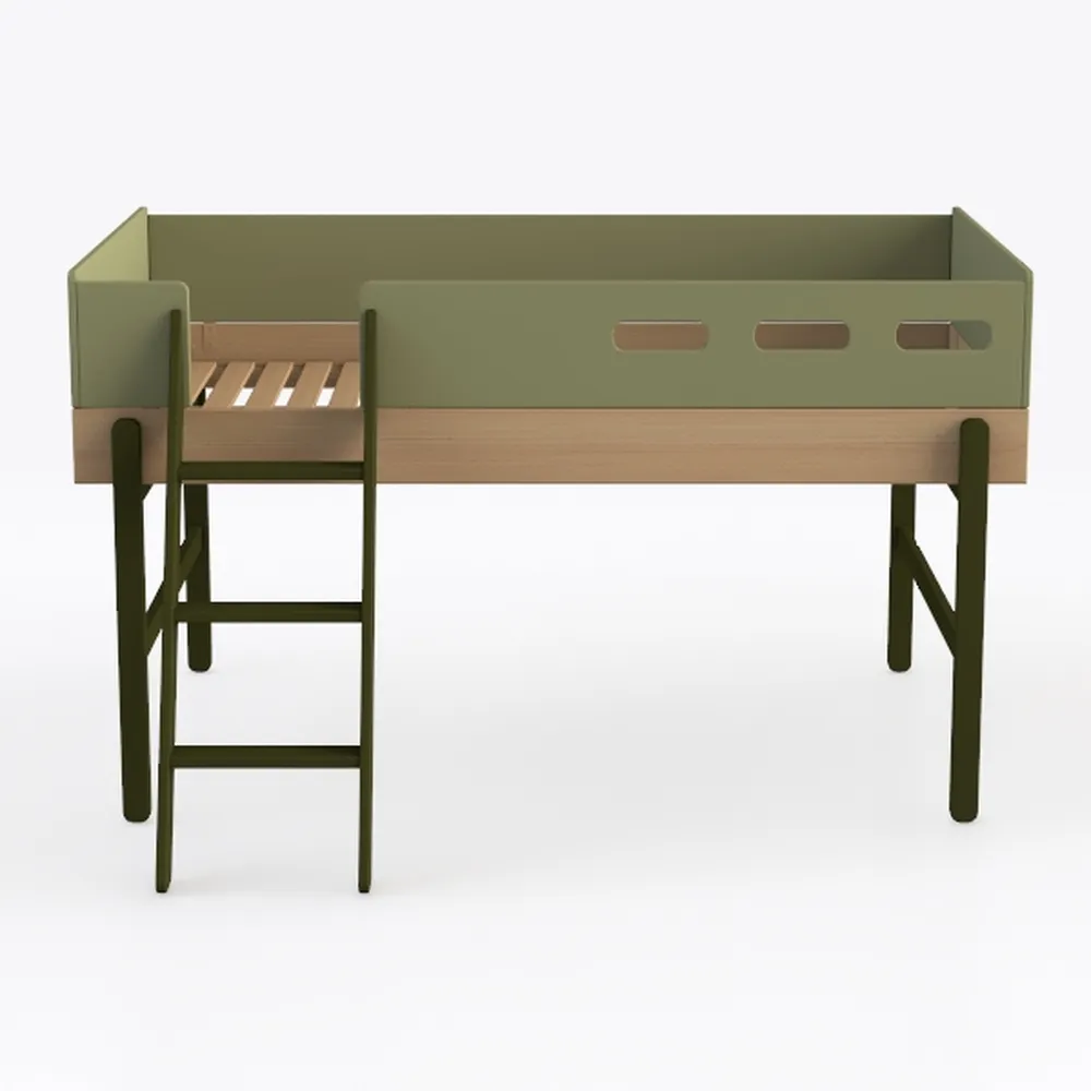 Twin Loft Bed with Ladder Solid Wood Loft Bed Fram