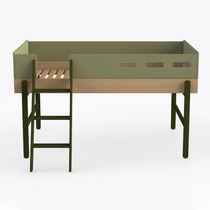 Twin Loft Bed with Ladder Solid Wood Loft Bed Fram