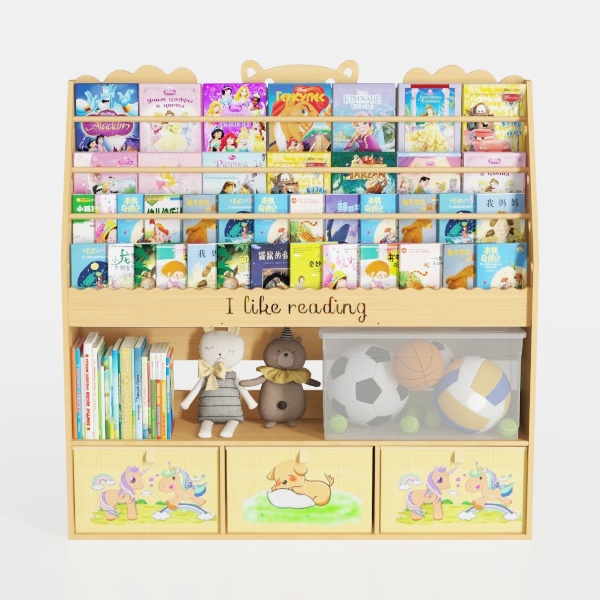 5-Tier Montessori Bookshelf - Front Facing Kids