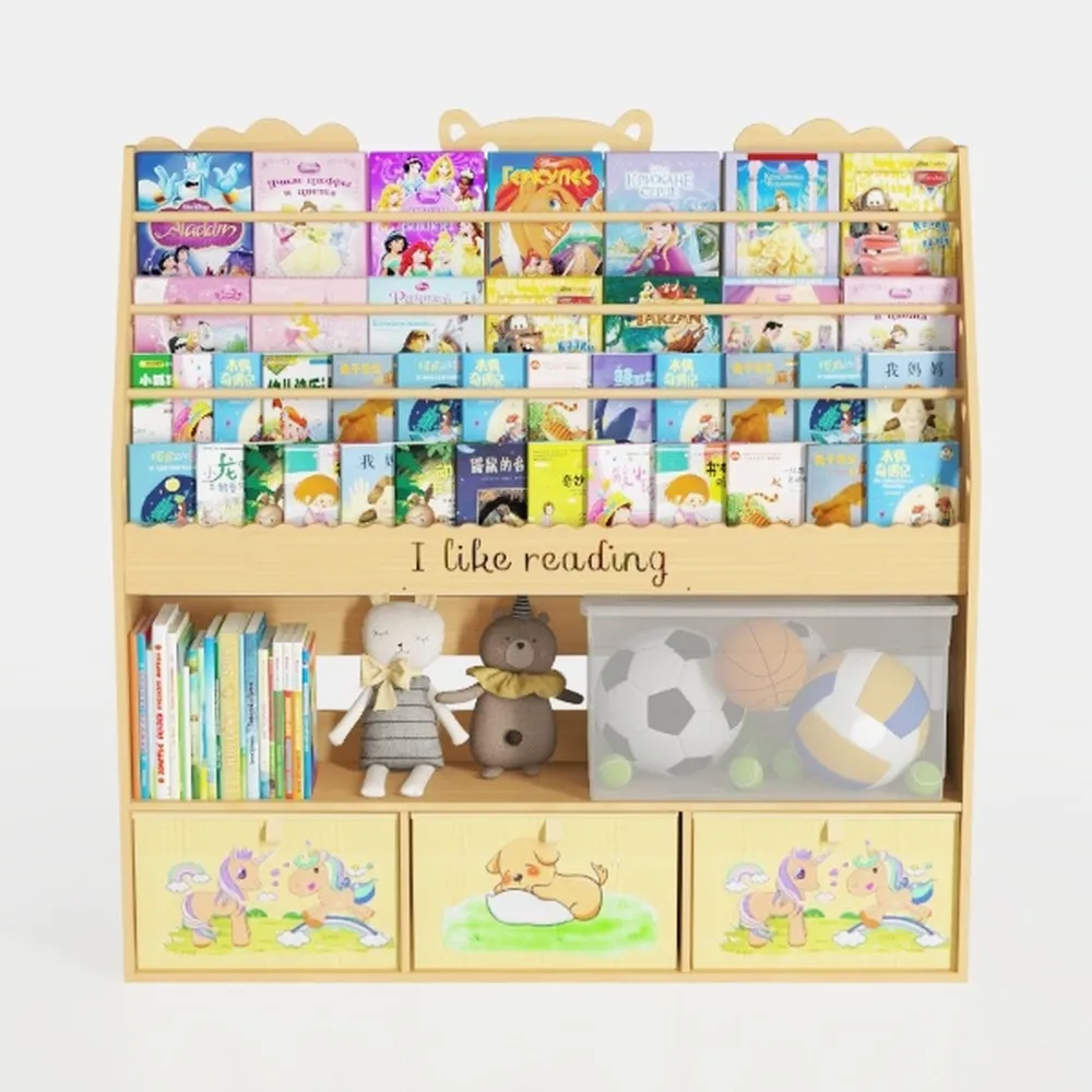 5-Tier Montessori Bookshelf - Front Facing Kids