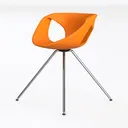 Modern Orange Plastic Metal Accent Chair 3D Model Left 45 Degree View
