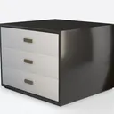 Modern Two Tone Solid Wood 3 Drawer Dresser Cabinet 3D Model Left 45 Degree View