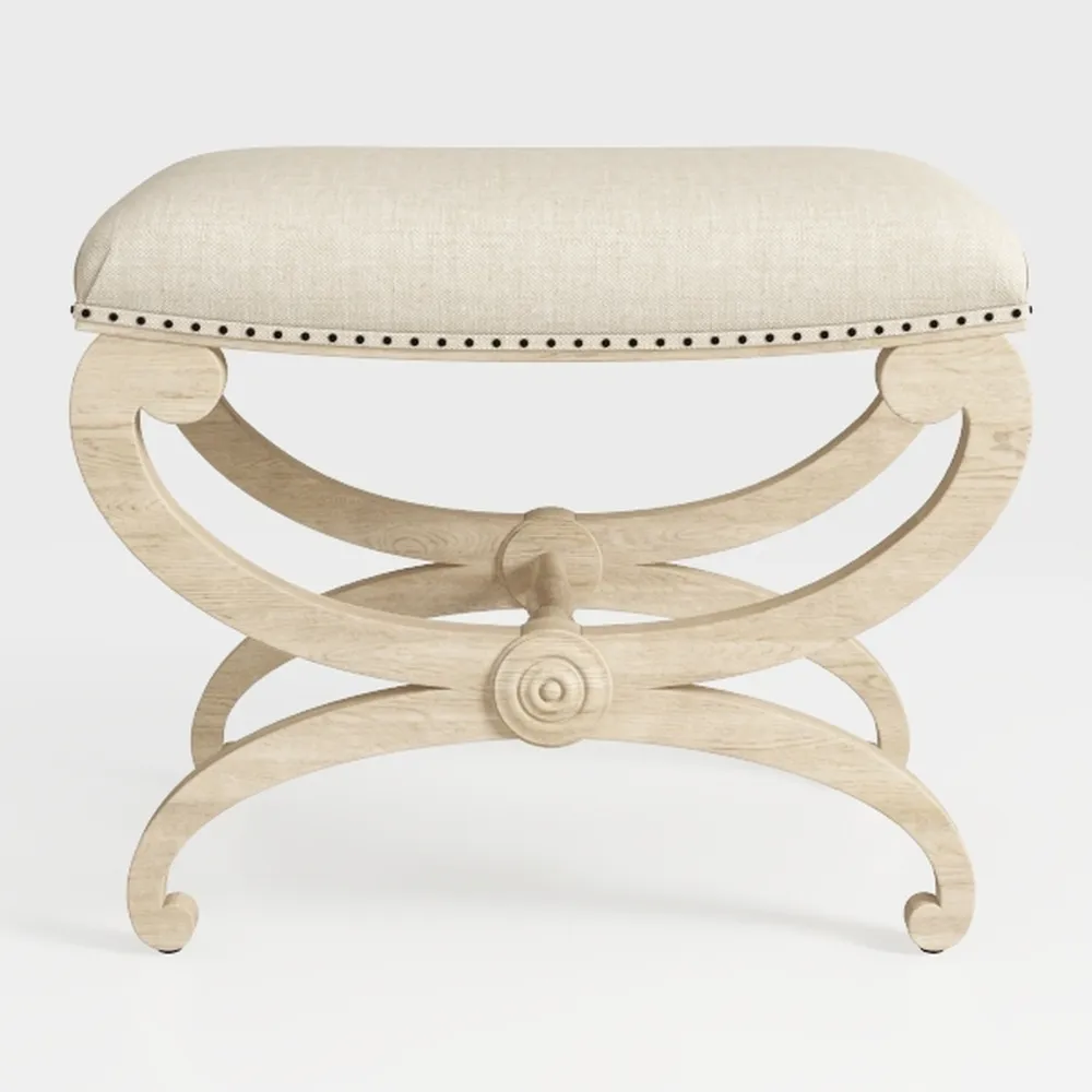 Rubber Solid Wood Bar Stools Set of 2 Curved with