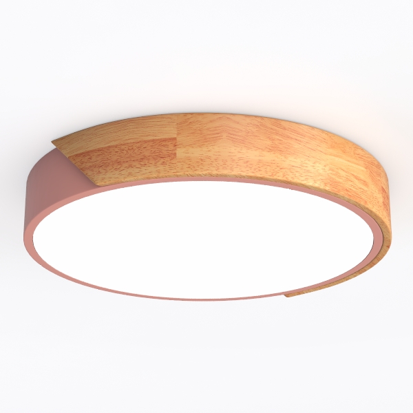 Dimmable Wood LED Flush Mount Ceiling Light, 5CCT 