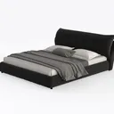 Modern Black Velvet Tufted Upholstered King Size Bed 3D Model Left 45 Degree View