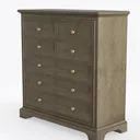 Traditional Solid Wood Dresser with Brass Knobs 3D Model Left 45 Degree View