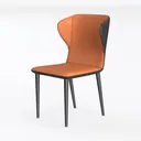 Modern Minimalist Brown Leather Upholstered Dining Chair 3D Model Left 45 Degree View
