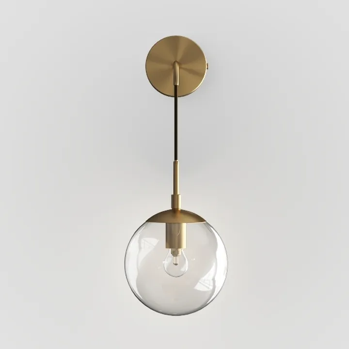 Modern Brass Glass Globe Pendant Lamp 3D Model