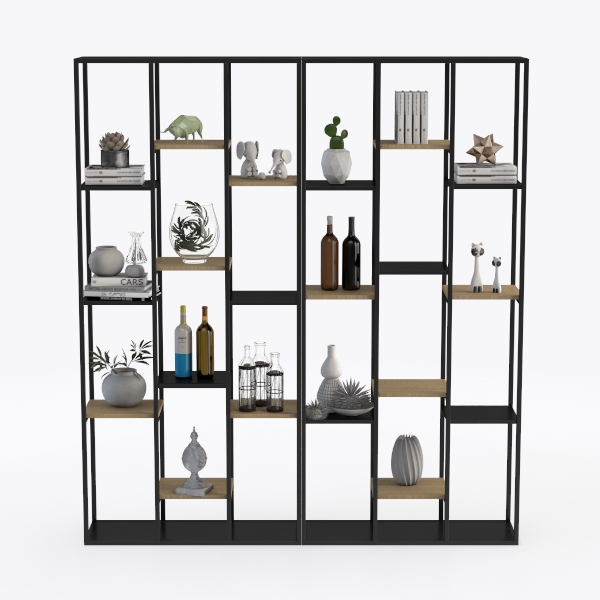 GarveeHome Triple Column 5-Tier Bookshelf,Bookcase