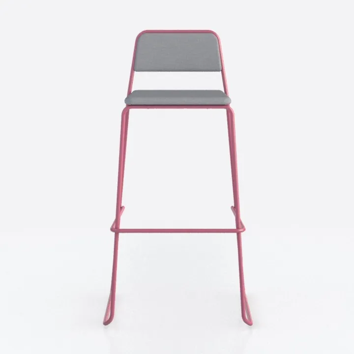 34.75 in. Gray Low Back Metal Bar Chair with Faux 