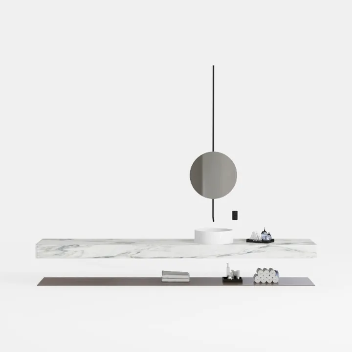Minimalist Marble Wall Mounted Bathroom Vanity Sink Set 3D Model