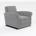 Minimalist Linen Fabric Armchair 3D Model Right 45 Degree View